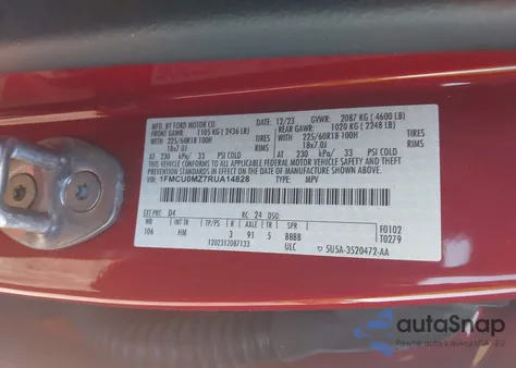 2024 Ford Escape St-Line from USA, damaged, VIN 1FMCU0MZ7RUA14828